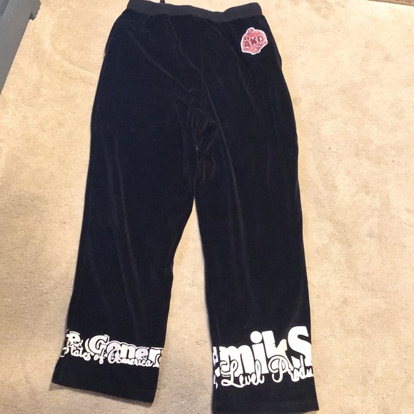 VTG AKDMKS Velour Black Track Sweatpants - Picture 1 of 4